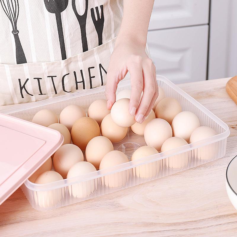24 Grids Egg Box Refrigerator Preservation Portable Picnic Egg Storage Box Food Grade Plastic Egg Box with Cover Kitchen Supplie
