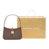 Michael Kors Lyra Monogram Gold Lock Faux Leather Shoulder Bag Women Shoulder Bag Brown 35T4G1YC5B-BROWN