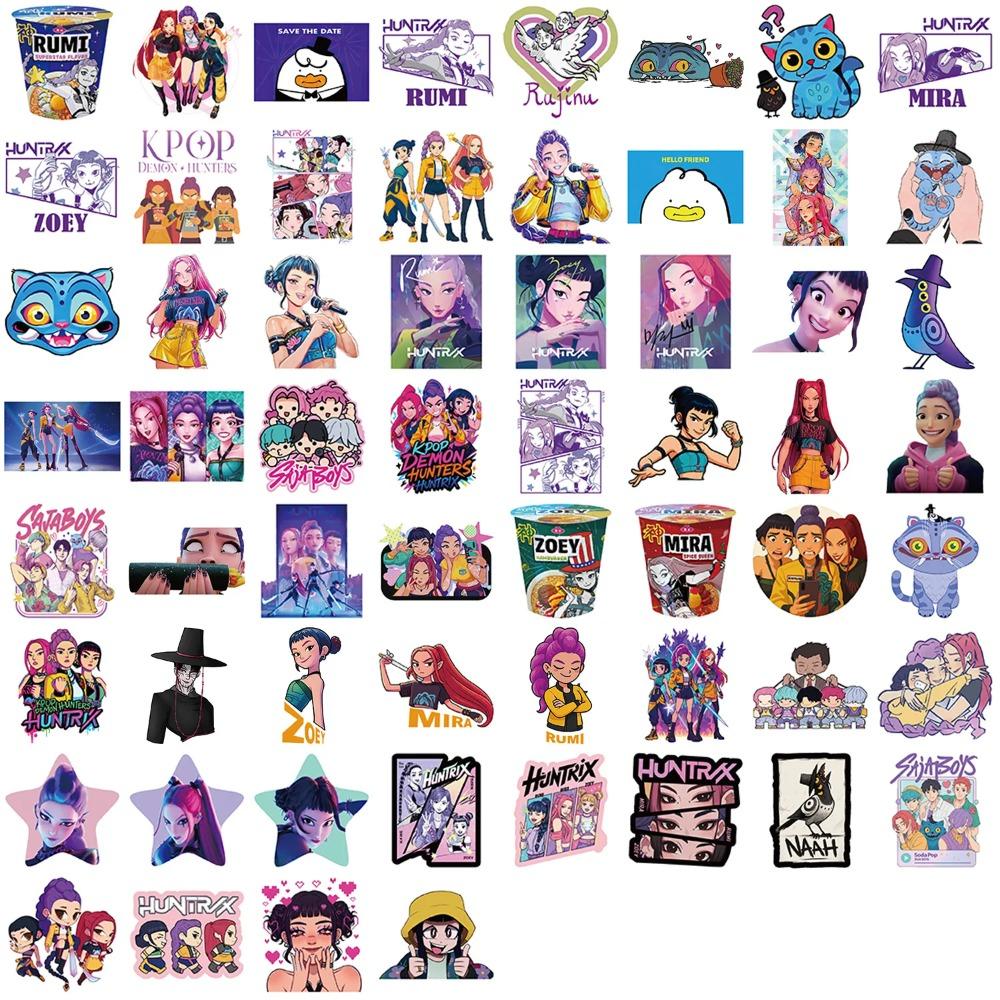 j 60PCS K-POP DEMON HUNTERS HUNTR/X Cartoon Graffiti Stickers Phone Guitar Laptop Notebook Suitcase Waterproof Sticker Kids Toys