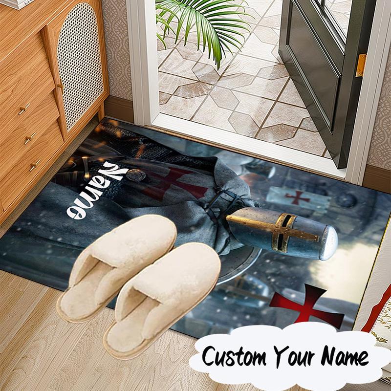 Custom Name Knightly Valor Chivalry Rug for Living Room, Game Rooms, Office, Bedroom, Floor Mat Playful Design, Fan Gifts Christmas Decor