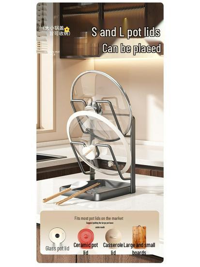 Vertical Kitchen Lid & Pan Rack: Wall-Mount & Countertop Cutting Board Holder