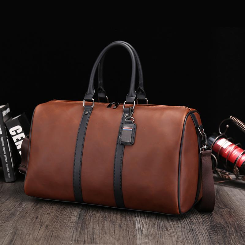 Nuova Moda Retro Cavallo Pazzo Casual PU Grande Capacità Borsa da Viaggio Duffel Viaggio di Lavoro Leggera a Corta Distanza Borsa da Viaggio per Imbarco da Uomo