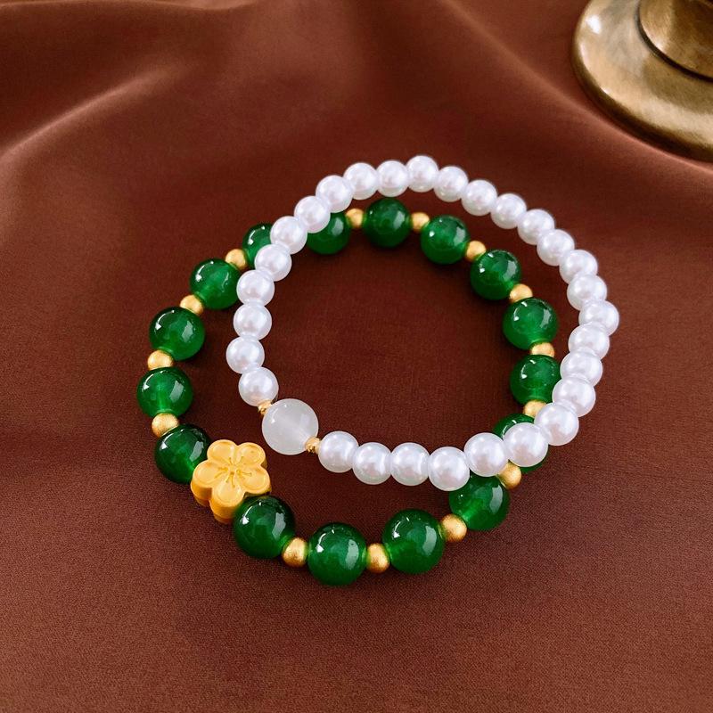 Retro Geometrický Náramek ze Sladkovodních Perel - Módní Pokročilý Design Šperků pro Ženy