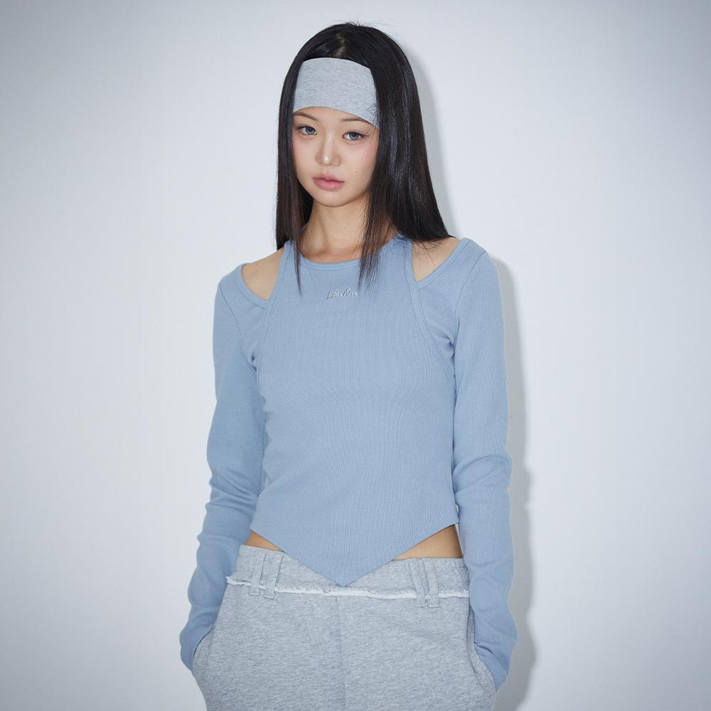 LALAFOX Shoulder Slit Halterneck T-Shirt Skyblue Shoulder Slit T-Shirt Bq4Cl007