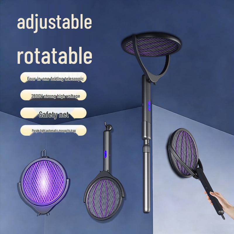 Rechargeable Electric Mosquito Swatter & Killer Lamp: Retractable, Extendable, USB-Powered for Household Use
