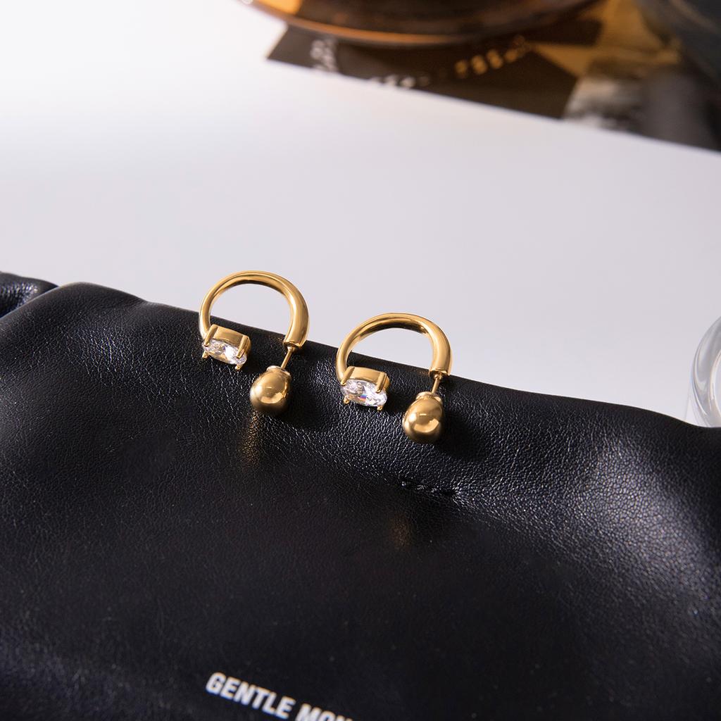 Youthway Delicate Zircon Clip Earrings For Women Minimalist C Shape 18K Gold Plated Stainless Steel Earrings Fashion Jewelry