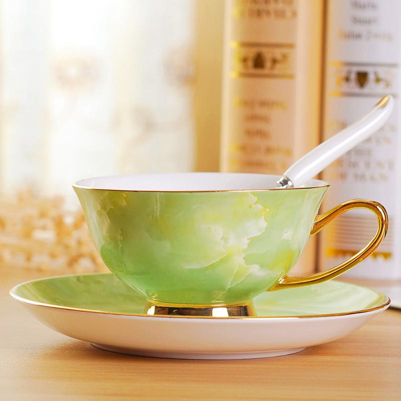 200ml Europe Oil Painting Bone China Coffee Cup Mug Plate Spoon Set Luxury Elegant Mug Porcelain Tea Cup Teaware Party Drinkware