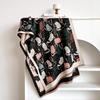Cute Cartoon Jumping Cat Scarf Shawl Female  Spring New Korean Version Autumn Winter Warm Shoulder Neck Versatile Scarf