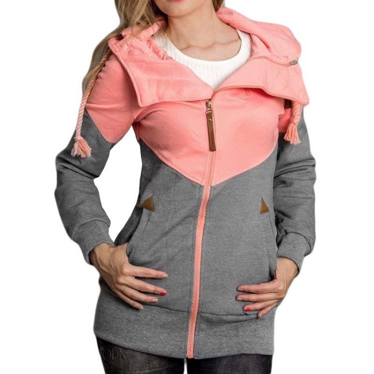 2021 Women Fashion Hooded Zipper Sweatshirt Jacket Coat Pink Blue Winter Autumn Spring Female Hoodies Sweat Polerones