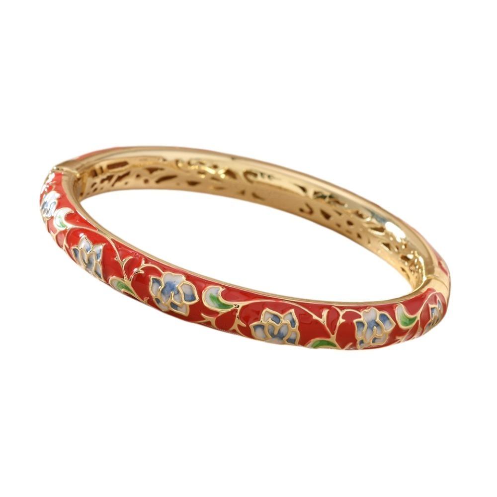 

Traditional Vintage Cloisonne Bangle Peony Floral Women s Hand Bracelet Gifts for Women Girl StyleC