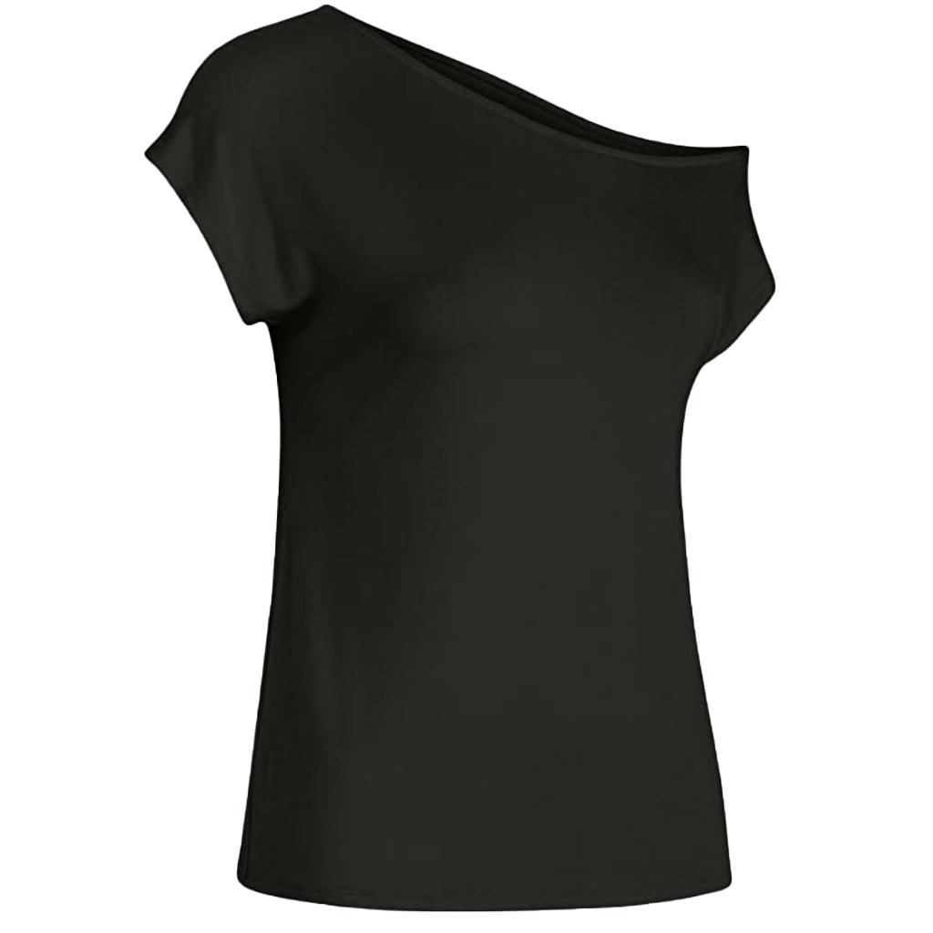 Women's Casual Off Shoulder Tops Short Sleeve T Shirts Loose Summer Blouse Shirt