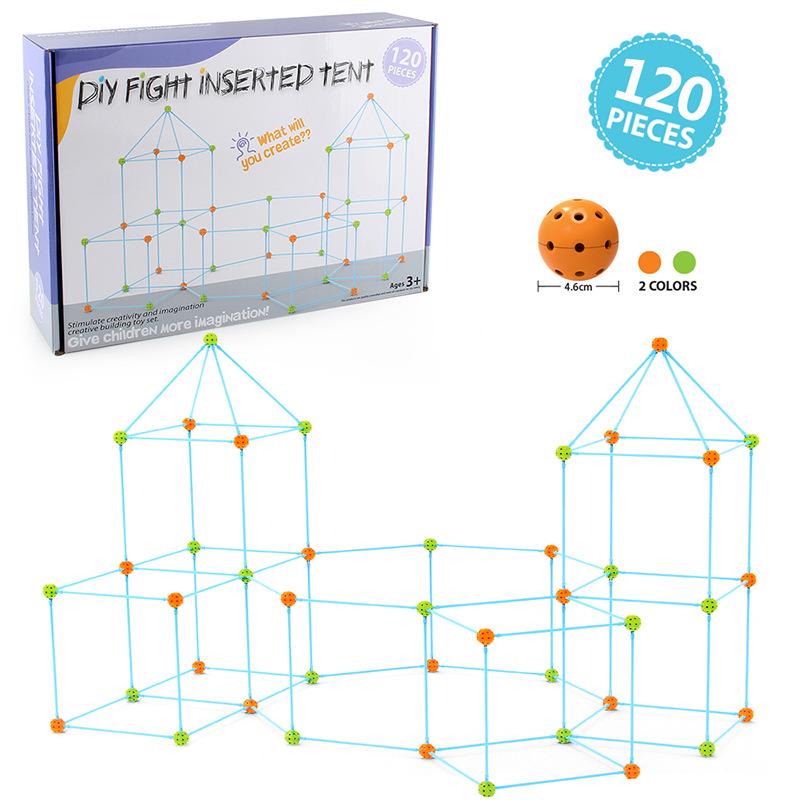 Stem Science And Education 120 Pieces Patchwork Tent Diy Construction Castle Bead Tent Game House Indoor Outdoor Toys