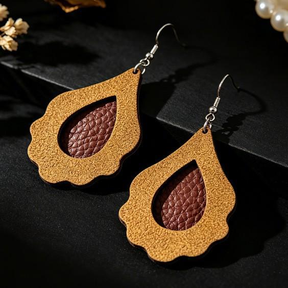 Vintage Leather Cross-Border Earrings: Boho Exaggerated & Ethnic Style for Women
