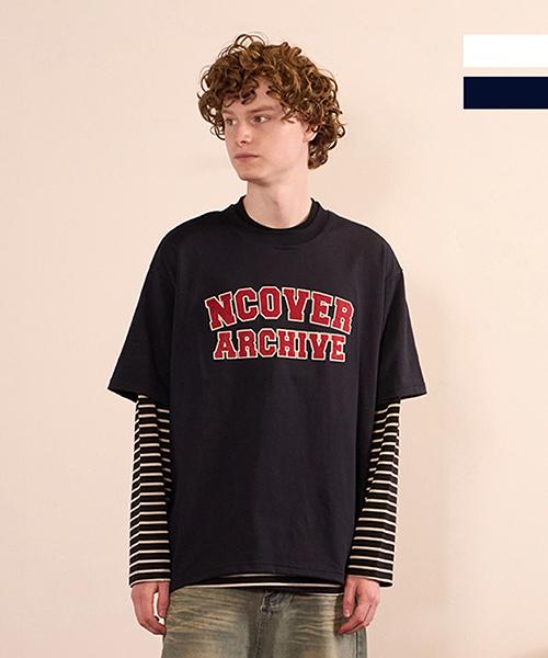 Uncover Archive Logo Short Sleeve T-Shirt 2 Colors Navy/Navy