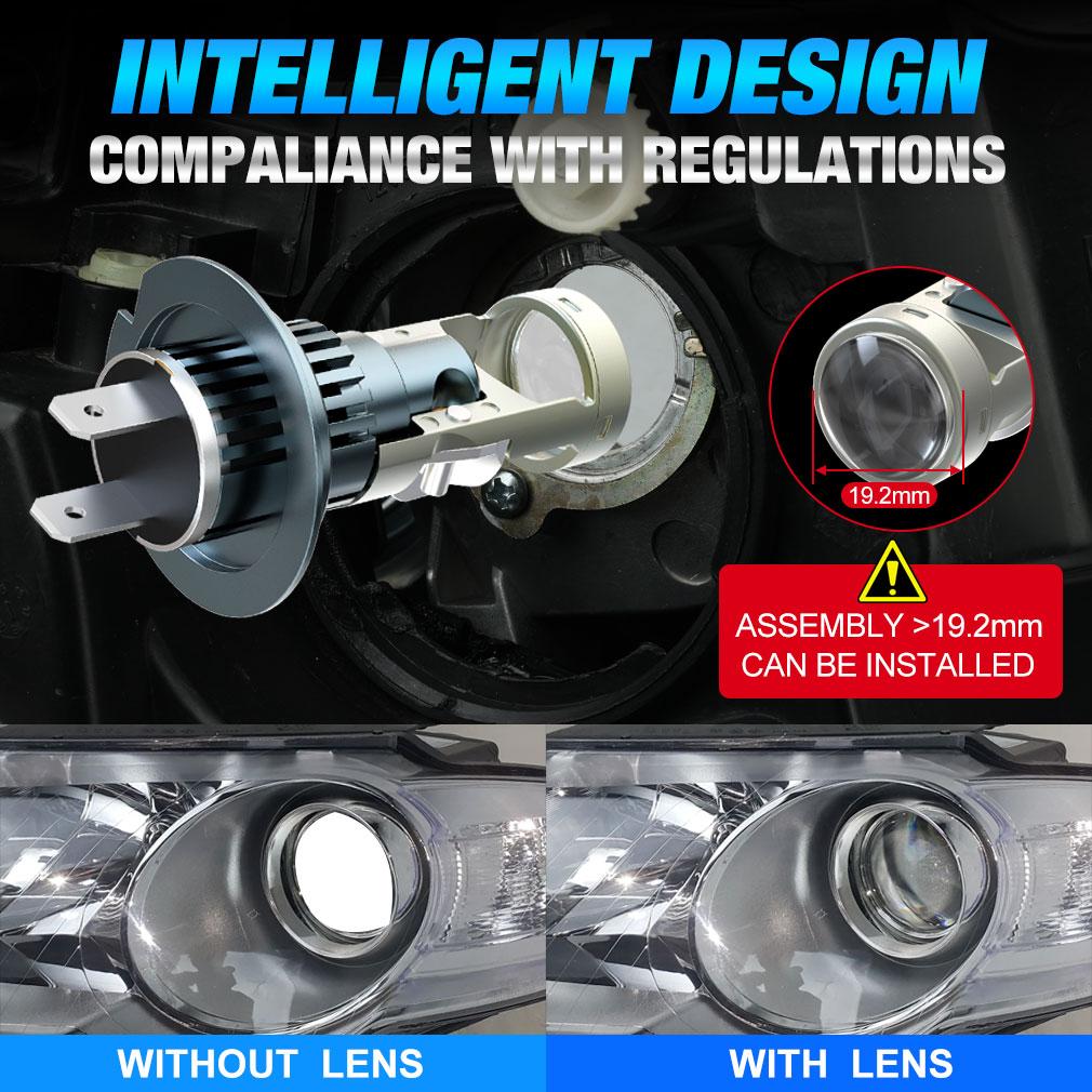 2 stk H7 Bi Led 1:1 LED-projektor Trådløs LED-minilinse H11 H8 9005 HB3 9006 HB4 projektorlinse 20000Lm Bilfrontlyktpærer Plug&Play Turbolampe LHD