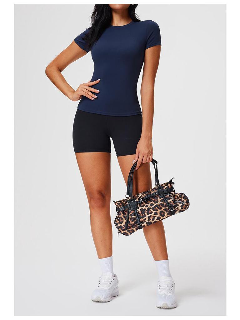 Top da Yoga Cai Jue da Donna, Vestibilità Slim, Manica Corta
