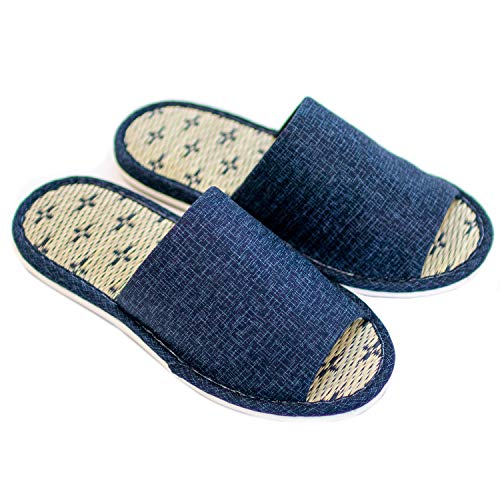OKA Japanse Tatami Pantoffels Maat L Blauw (Tot schoenmaat 26,5 cm Igusa Japans) 4548622995176
