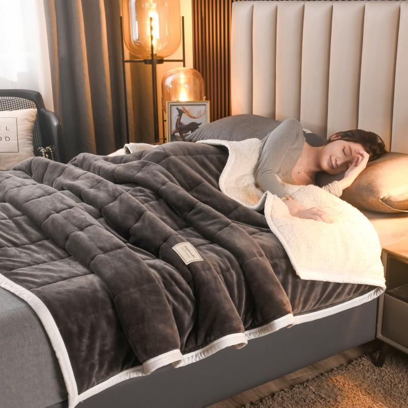 Fleece Blankets and Throws Adult Thick Warm Winter Blankets Home Super Soft Duvet Luxury Solid Blankets On Twin Bedding