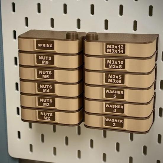 Rotating Modular Storage Tower Vertical Hardware Organizer 3D Printed Workshop Parts Organizer for Nuts Bolts Screws Washers