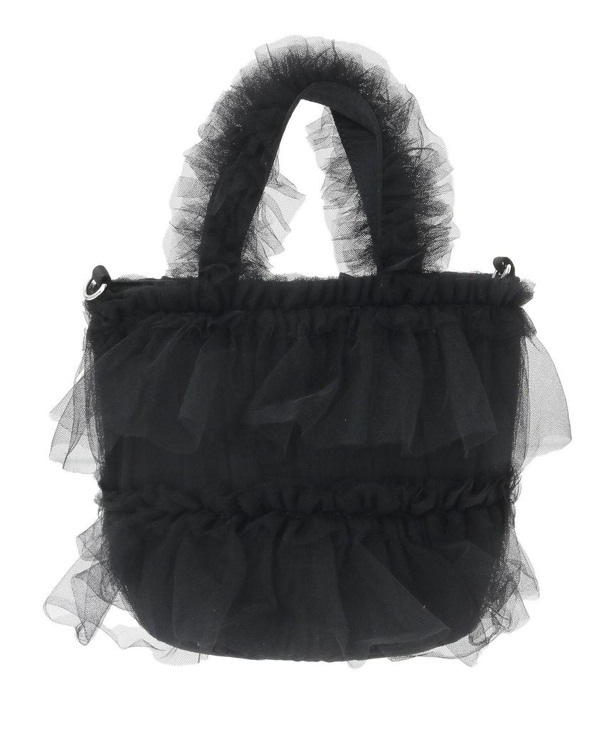 Maison De FLEUR Tulle Frill 2-Way Tote Bag, Black, Size F, 08000717600