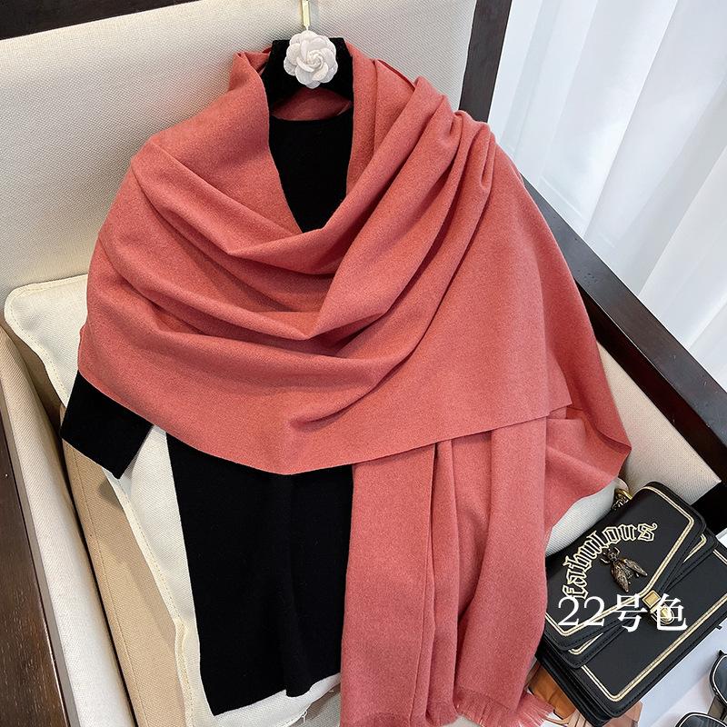 New Autumn And Winter Classic Solid Color Warm Scarf For Women, Fashionable Imitation Cashmere, Thickened Student Scarf, Dual-Use Shawl