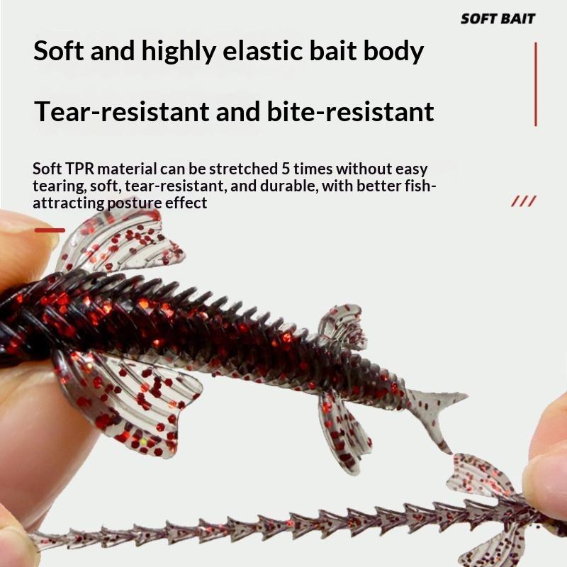 10Pcs Lure Set Floating Tpe Butterfly Swimbait Fork Tail Soft Lure Black Pit Bass Perch Chub Fishing Bait 65Mm1.3G