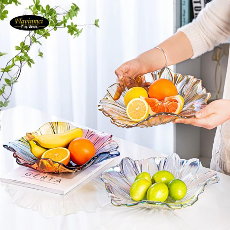 Flavinmci Nordic Sapphire Blue Crystal Glass Fruit Bowl