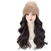 Women's Fashionable Knitted Wool Hat with Realistic Non-Detachable Wig for Autumn/Winter 2025