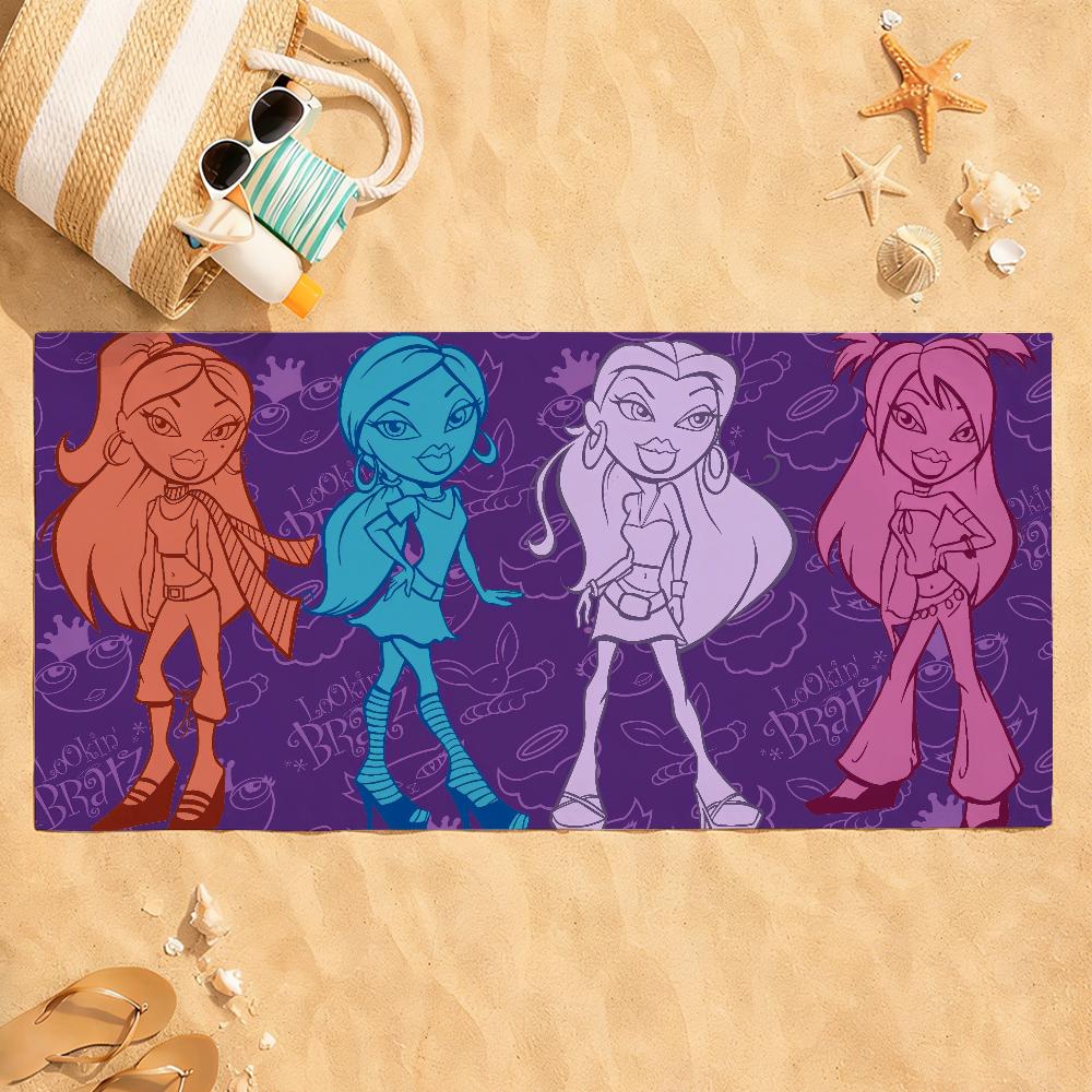 Fashion Doll B-Bratz-S Y2K Towel Quick Dry Absorbent Beach Towel for Sports, Fitness, Swimming and Outdoor Activities