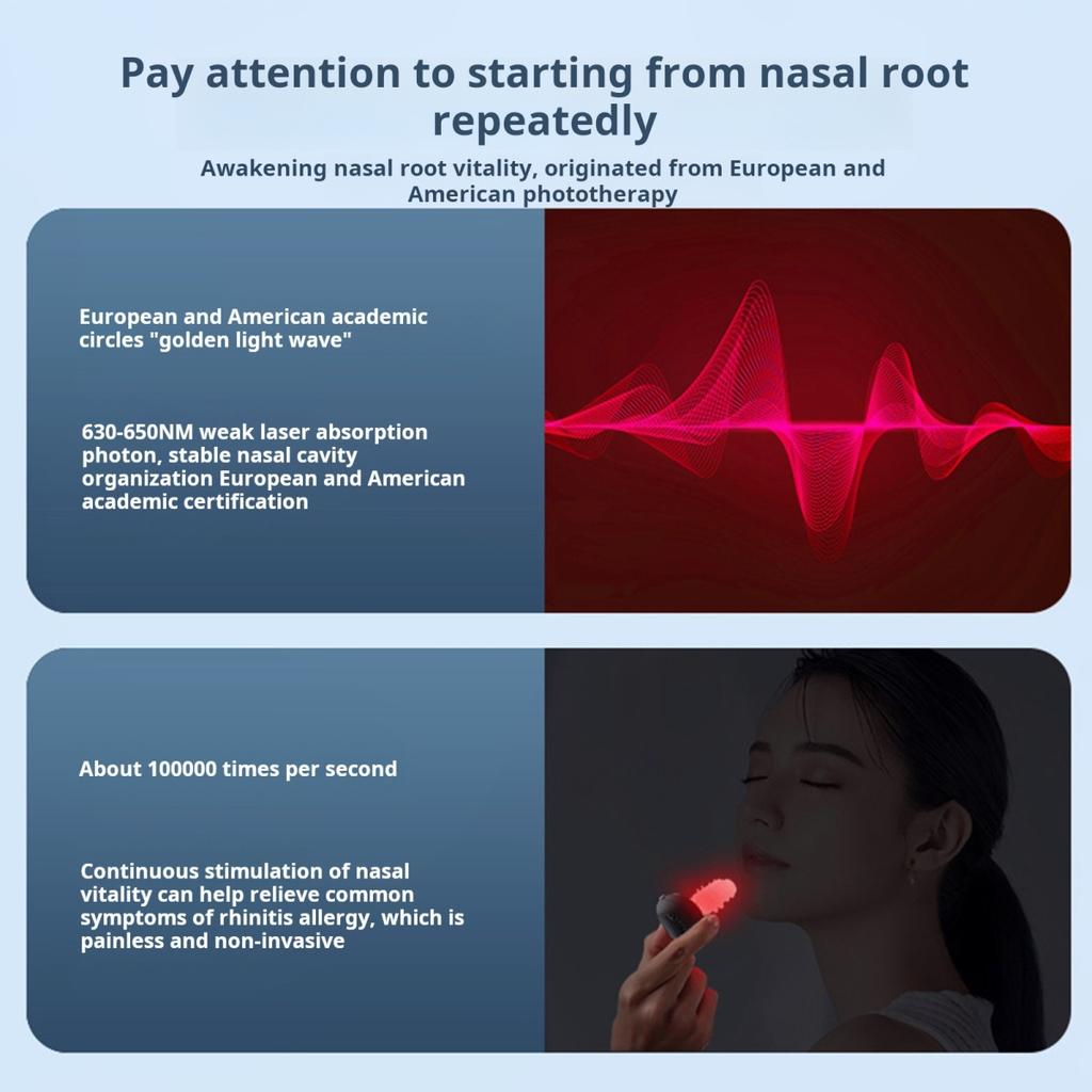 Dispositivo de terapia nasal con luz roja para aliviar los síntomas de la rinitis, recargable por USB, portátil, infrarrojo, para viajes.