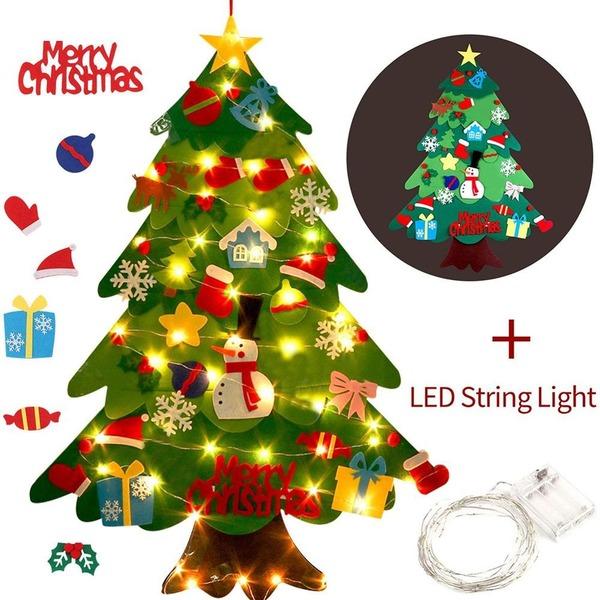 DIY Felt Christmas Tree Christmas Decorations For Home Christmas Tree Decoration With String Light Xmas Gifts New Year Navidad