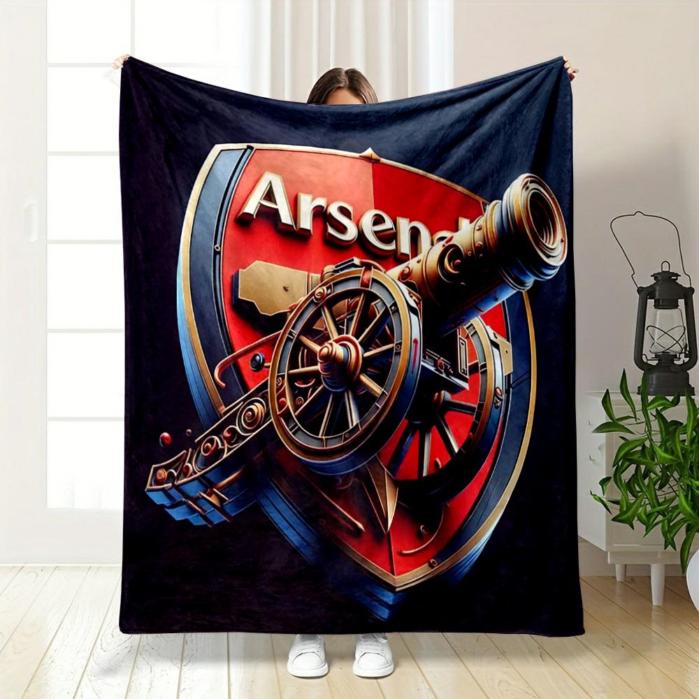 Arsenal Logo Cannon Designed Flannel blanket for bedroom, living room, sofa, and nap