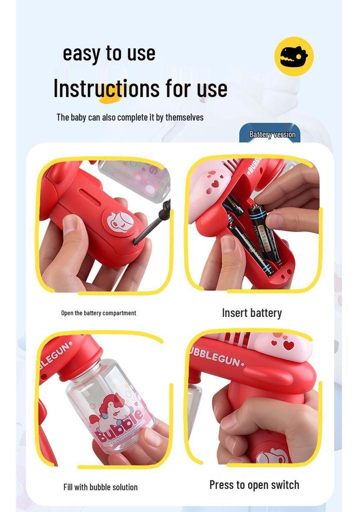 Enhanced Electric Bubble Gun with Lights: Safe, Leak-Free Outdoor Fun for Kids
