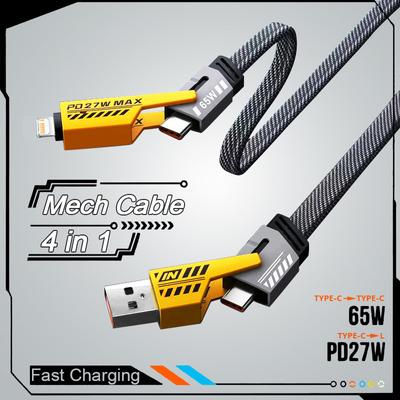 4v1 Mecha Fast Charge Data Kabel Kabel PD 27W pro iPhone 15 Samsung Xiaomi 65W USB Type C Multiport Quick Charge Wire Line
