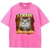 Mode Oversized T-shirt Vintage Tvättad Bomulls-T-shirt Konst Katt Grafisk T-shirt Casual Streetwear Vår Sommar