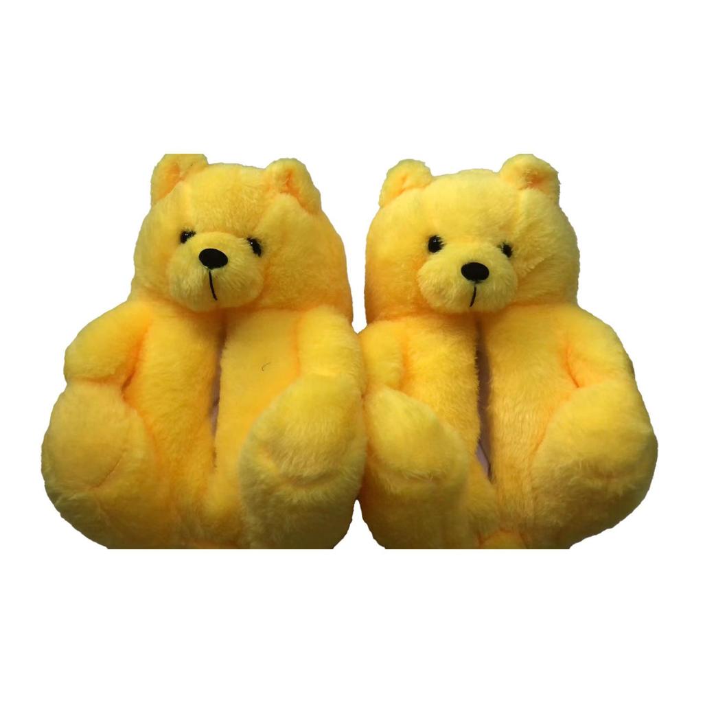 Winter Plush Teddy Bear Slippers - Cute Indoor Cartoon Design