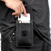 PU Leather Cell Phone Waist Holder Sturdy Lock Buckle Belt Attached for Daily Work Outdoor Hiking Trip