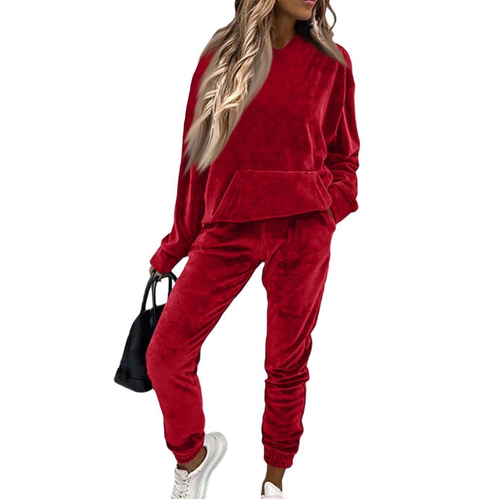 Women  Velvet Tracksuits Jogging Hoodie Sweatsuits