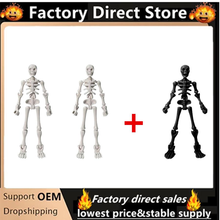 DIY Skeleton Figurines Plastic Posable Mini Skeletons with Movable Joints DIY Craft Halloween Party Haunted House Decor