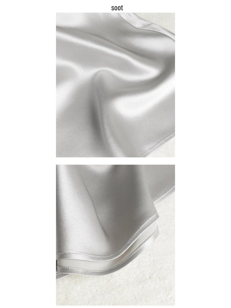 Acetic Acid Fabric Slimming Midi Skirt for Petite Women, A-Line, Mature, Drapey, Lustrous, Elastic Waist