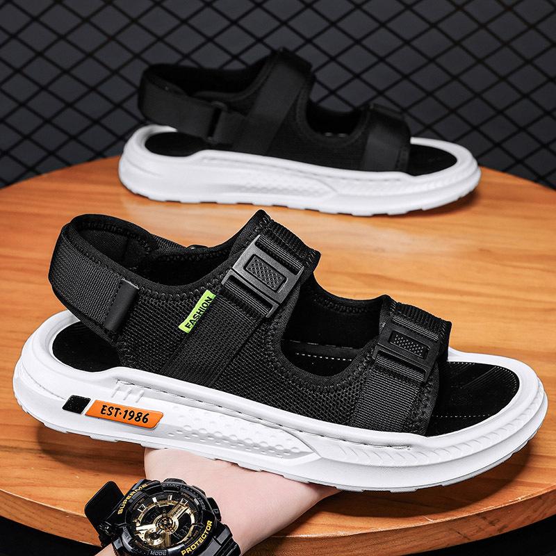 Men's shoes 2025 summer new outdoor travel beach shoes men's fashion Velcro casual comfortable soft-soled sandals