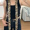 195*4cm Long Neck Scarf Leopard Print Women Belt Retro Leopard Scarf  Women
