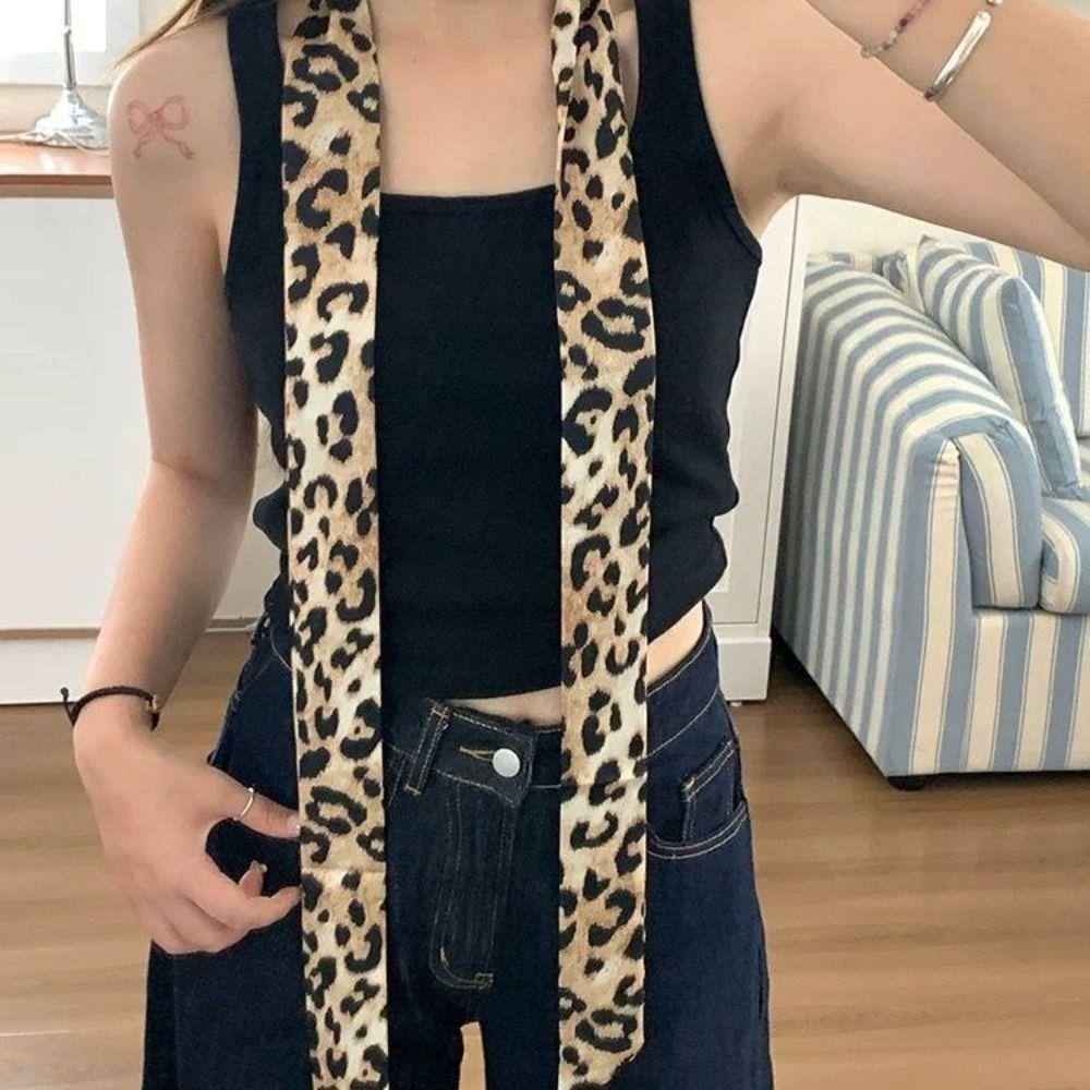 195*4cm Long Neck Scarf Leopard Print Women Belt Retro Leopard Scarf Women