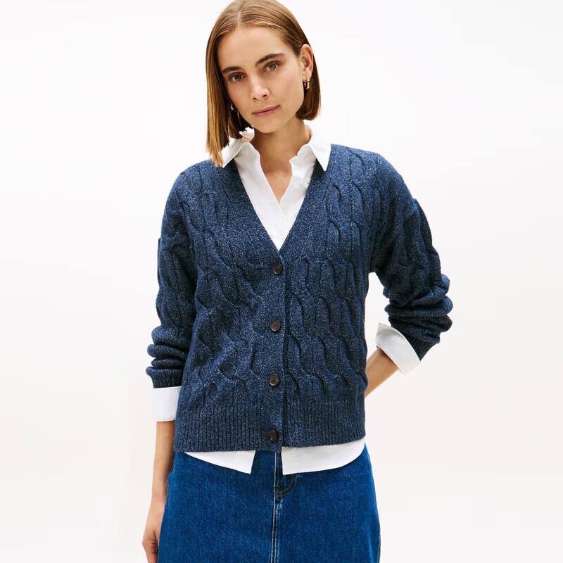 Tommy Hilfiger Women's Cable Knit V-Neck Cardigan
