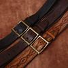 Retro Personality Trend Embossed Thickened First Layer Cowhide Belt Men'S Genuine Leather Copper Buckle Casual Jeans Belt Men'S