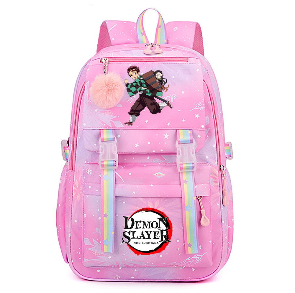 Cartoon Niedlich Dämonentöter Bedruckter Rucksack mit großem Fassungsvermögen für Teenager Schüler Rucksack Schultasche Reisetasche Geschenk