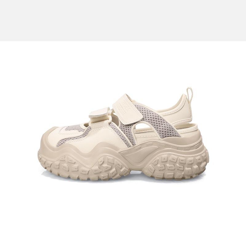 Summer new ugly cute sneakers women's 2025 spring and autumn platform sandals breathable casual net shoes Velcro hole shoes