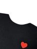 Valentine's Day Heart Embroidery One-Shoulder Pullover Sweater for Women