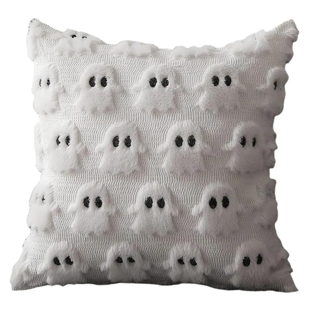 45*45cm Adorable Ghost Pillow Cover Ghost Pumpkin Pillowcase Halloween Linen Cushion Cover Trick Soft Plush Pillowcase