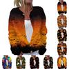 Women's Halloween Print Long Sleeve Knit Cardigan with Button Front